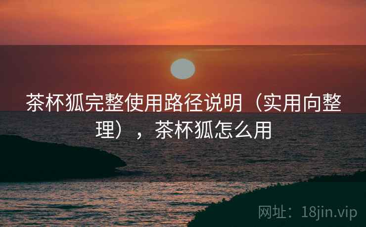 茶杯狐完整使用路径说明（实用向整理），茶杯狐怎么用